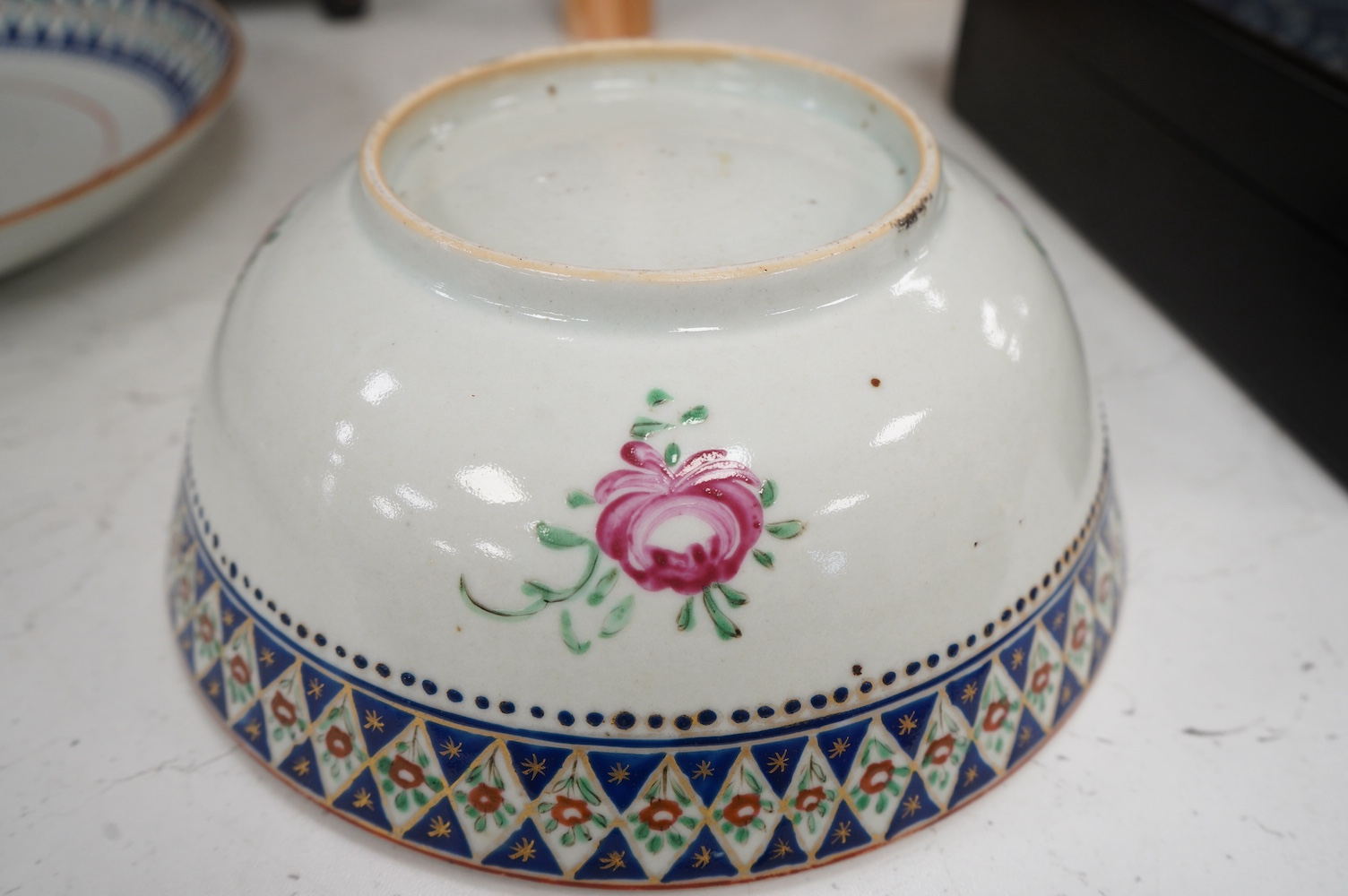 A matching Chinese Persian dish and bow and a separate dish, bowl 12cm diameter. Condition - fair to good